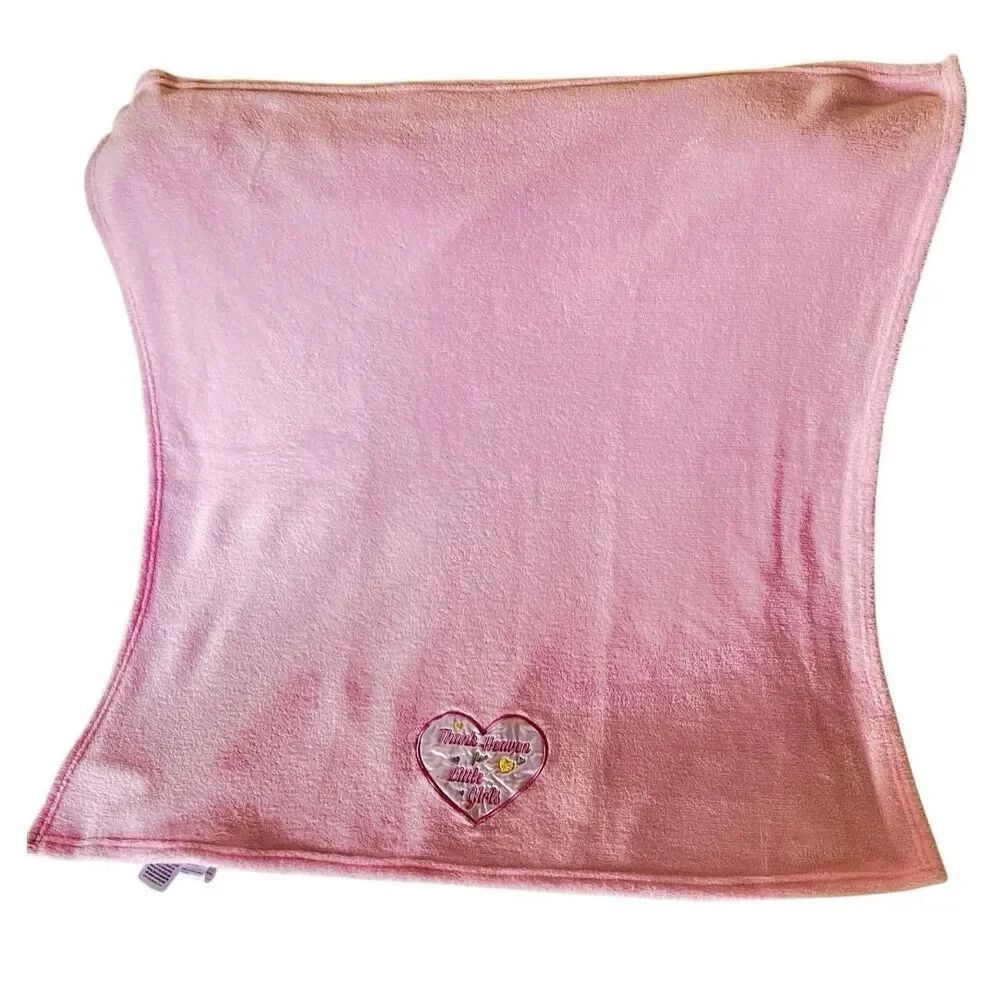 Baby Starters "Thank Heaven for Little Girls" Satin Heart Plush Pink Blanket